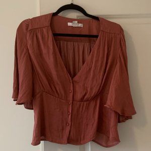 Forever 21 Satin button up blouse Size L